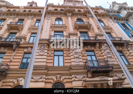 Art Noveau facciate, Riga, Lettonia. Foto Stock