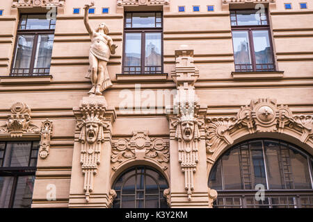 Art Noveau facciate, Riga, Lettonia. Foto Stock