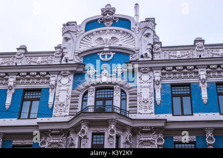 Art Noveau facciate, Riga, Lettonia. Foto Stock