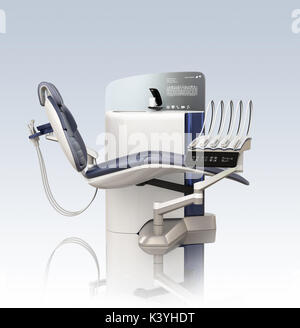 Moderne apparecchiature dentali con divisori in vetro smerigliato che visualizza paziente fila di denti. Il rendering 3D'immagine. Foto Stock