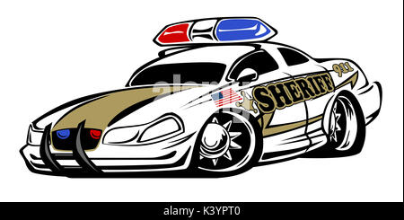 Sheriff auto hot rod cartoon Foto Stock