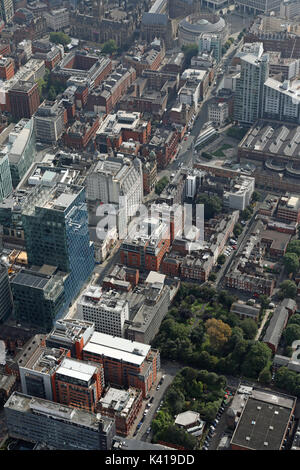 Vista aerea del Quay Street e Oxford Street, Manchester, Regno Unito Foto Stock