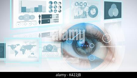 Composito Digitale della tecnologia dei pannelli di interfaccia con l'occhio Foto Stock