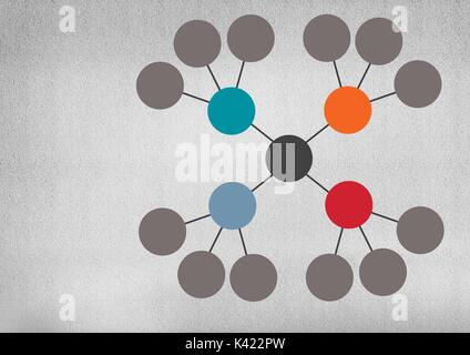 Composito Digitale di coloratissimi mappa mentale su sfondo lucido Foto Stock