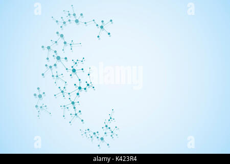 Molecola di DNA di struttura e di neuroni, linee collegate con dei puntini, genetici e di composti chimici, illustrazione Foto Stock