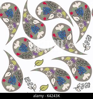 Floral doodle Paisley pattern senza giunture. Esso si trova nel menu swatch, immagine vettoriale. Sfondo colorato design Illustrazione Vettoriale