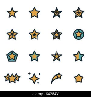 Vettore stelle piatto set di icone su sfondo bianco Illustrazione Vettoriale