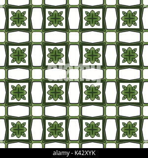 Seamless pattern illustrato fatta di elementi astratti in beige e sfumature di verde Foto Stock