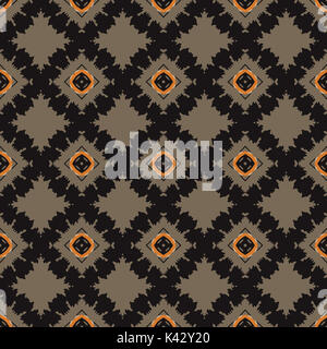 Seamless pattern illustrato fatta di elementi astratti in beige arancio e nero e marrone Foto Stock