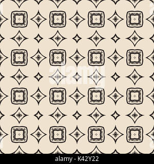 Seamless pattern illustrato fatta di elementi astratti in beige e nero Foto Stock