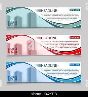 Sito web aziendale orizzontale banner template vettoriale. Abstract banner business design concept design con healine per sito, illustrazione vettoriale Illustrazione Vettoriale