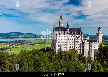 Il Castello di Neuschwanstein o il Castello di Neuschwanstein, Schwangau, Baviera, Germania Foto Stock