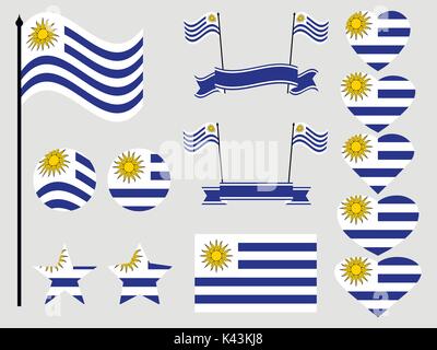 Uruguay flag impostato simboli, il flag nel cuore. Illustrazione Vettoriale Illustrazione Vettoriale