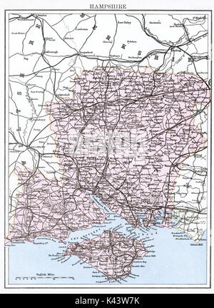 Mappa Antico, circa 1875, di Hampshire Foto Stock