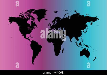 Mappa mondo nero vettore di colore Illustrazione Vettoriale