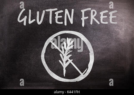 Immagine grafica di gluten free icon su sfondo nero Foto Stock