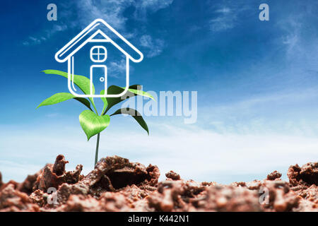Close-up di garbage contro basso angolo di cielo nuvoloso Foto Stock