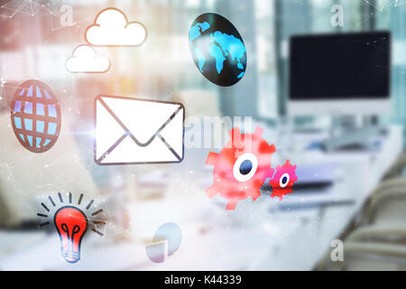 Costellazione tra stelle contro vuota sala conferenza Foto Stock