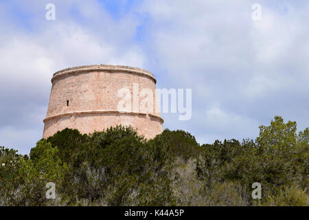 Torre di avvistamento Torre des Pi des Catala, Formentera, Ibiza spagna Foto Stock