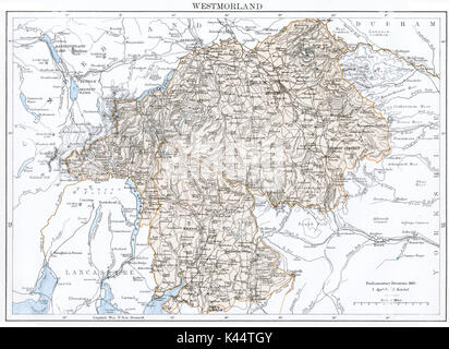 Mappa Antico, circa 1875, di Westmoreland Foto Stock