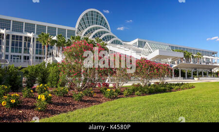 Vista esterna della Orange County Convention Center di Orlando, Florida Foto Stock