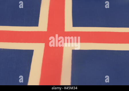 Immagine astratta di un frammento della bandiera dell'Islanda. Foto Stock