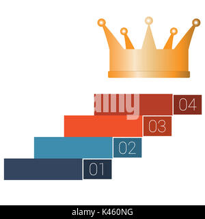 Quattro fasi per corona. Modello infographics per 4 posizioni. Sfondo bianco. Foto Stock