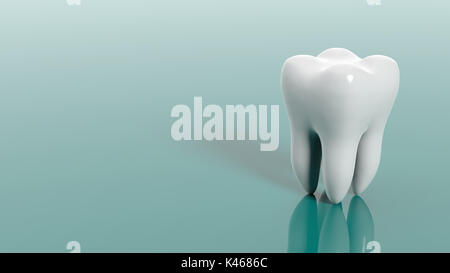 Dente isolato su sfondo verde. 3d illustrazione Foto Stock