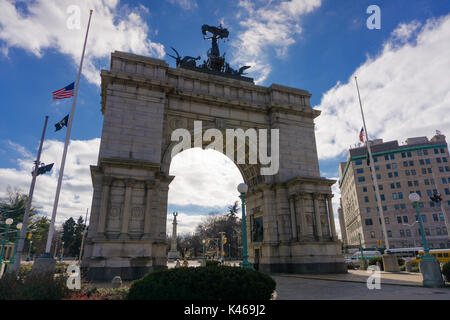 I soldati e marinai Memorial Arch, Prospect Park, in ombra, Brooklyn New York Foto Stock