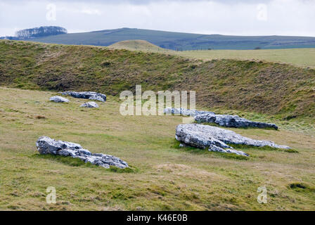 Derbyshire, Regno Unito 8 Marzo: Arbor bassa cerchio di pietra e henge giorno del 8 marzo 2015 nel distretto di Peak, Regno Unito Foto Stock