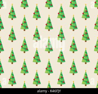 Modello senza cuciture con design piatto albero di Natale la ripetizione Illustrazione Vettoriale