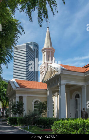 Cattedrale del Buon Pastore (1843) su Victoria Street, Singapore la più antica chiesa cattolica Foto Stock