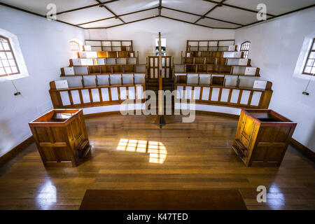 Port Arthur, Tasmania, Australia - Mar 2017: Court House vista dal podio del giudice, Foto Stock