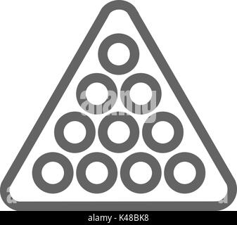 Semplice palle da biliardo in linea di triangolo icona. Simbolo e segno illustrazione vettoriale design. Corsa modificabile. Isolato su sfondo bianco Illustrazione Vettoriale