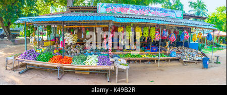 KUDA OYA, SRI LANKA - 2 dicembre 2016: strade in Sri Lanka vantano ampia gamma di differenti strada bancarelle con frutta e verdura, il 2 dicembre in Foto Stock