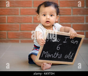 6 mese compleanno photo shoot Foto Stock