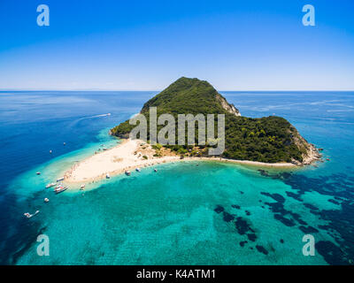 Vista aerea di Marathonisi Isola di Zacinto (Zante) isola in Grecia Foto Stock