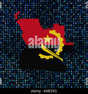 Mappa angola bandiera sul codice esadecimale illustrazione Foto Stock