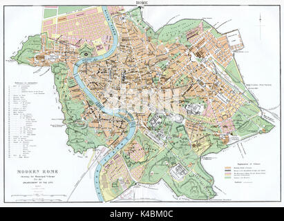 Mappa Antico, circa 1875 di Roma Foto Stock