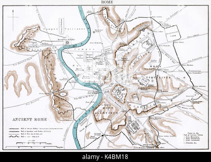 Mappa Antico, circa 1875, di Roma (Antica) Foto Stock