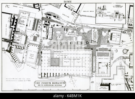 Mappa Antico, circa 1875, di Roma (forum) Foto Stock