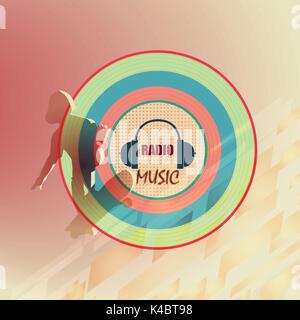 Musica radio logo Illustrazione Vettoriale