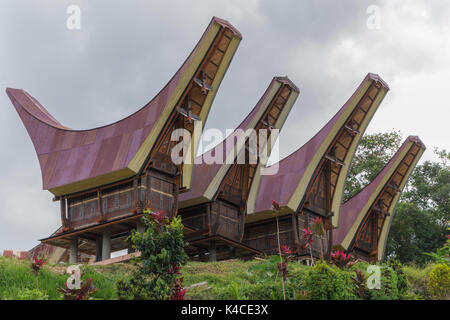 4 quattro riso indonesiano fienili, scalata, Alang, Tana Toraja, Sulawesi meridionale, Indonesia Foto Stock