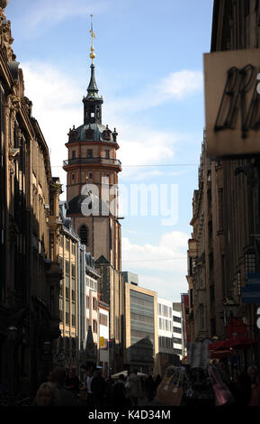 Nikolaikirche e il Nikolaistrasse. Leipzig. Foto Stock