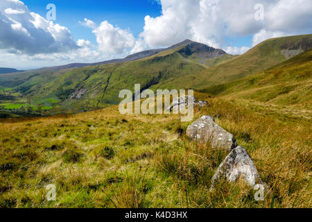 Craig Cwm Silyn, sul Nantle cresta sopra Cwm Pennant, Snowdonia, Galles del Nord, Regno Unito Foto Stock