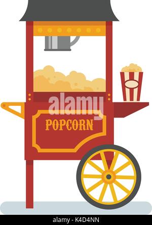 Macchina per popcorn illustrazione piatta Illustrazione Vettoriale