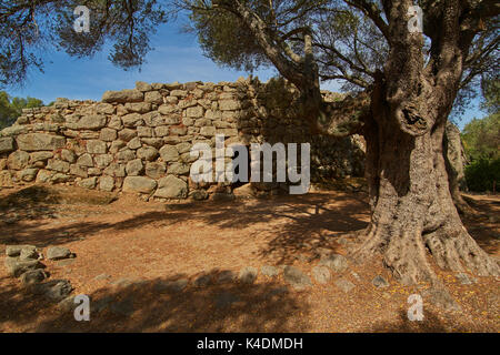 Il megalitico di nuraghe Albucciu, una pietra della struttura per età nei pressi di Arzachena nel Nord della Sardegna, Italia Foto Stock