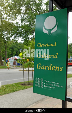 La Cleveland giardini culturali sono una parte del più grande parco rockfeller in Cleveland, Ohio, Stati Uniti d'America. I giardini culturali ospita una giornata mondiale. Foto Stock