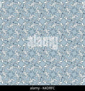 Seamless pattern fatta di bianco illustrato elemento a balestra sul blu - ispirato da piastrelle portoghesi Foto Stock