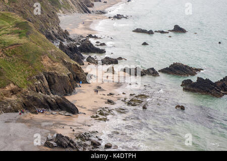 Marloes Sands con vista dall'alto, Pembrokeshire, Galles, Regno Unito Foto Stock